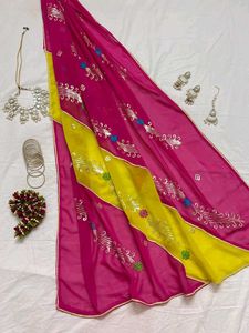 Vibrant Pink &amp; Yellow Dupatta