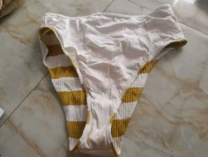 Striped High-Waisted Bikini Bottom