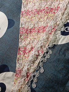Floral Print hair bandana with Lace Trim