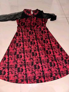 Red & Black Print Dress