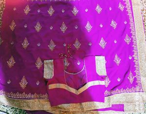 Purple Embroidered Saree with Blouse
