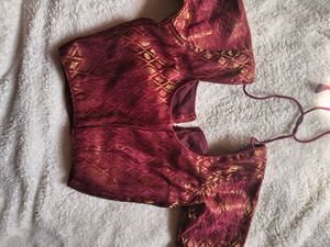 Maroon Brocade Blouse with Gold Motif