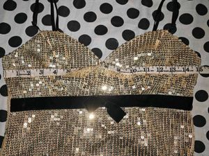 gold seqinned midi dress