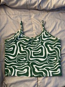 Green Pattern Tank Top