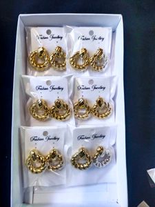 anti tarnish Chic Gold-Tone Twisted Hoop Earrings