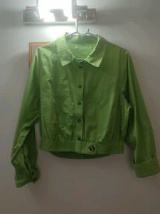 Green Button-Down Crop Top