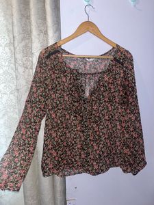 Floral Chiffon Tie-Front Top 🌸