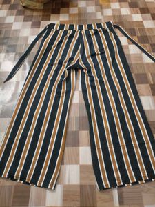 Striped Palazzo Pants with Belt