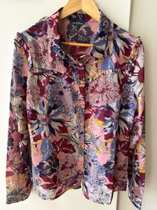 Boho Floral Print Button-Down Shirt