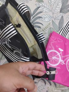 Cute Bicycle Print Tote Bags (Set of 2)