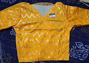 Vibrant Yellow Golden Blouse with Beauti