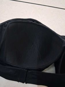 XL Black Ruffled Bandeau Bikini Top
