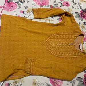 BIBA Yellow Printed Kurta