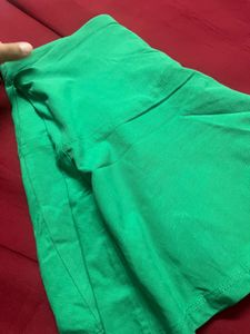 Green Pleated Mini Skirt