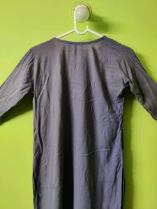 🔥Buy1get1🔥Grey Classic Cotton Kurta Top✅