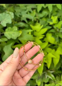 Elegant Gold-Tone Ball & Square Bangle Set