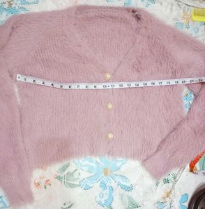 Short Pearl Button Knit Cardigan