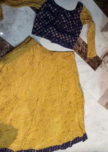 Stunning Yellow &amp; Blue Lehenga Set