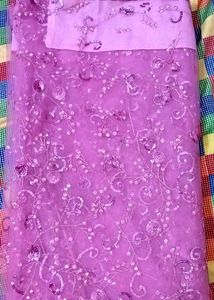 Rose Pink Net Saare With Sequins Jal Work❤