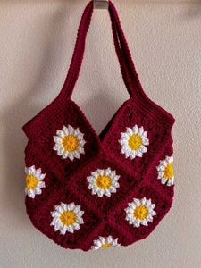 Handmade Crochet Daisy Shoulder Bag
