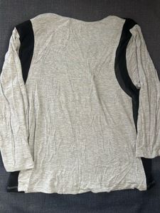 Gray Long Sleeve Top with Black Accents