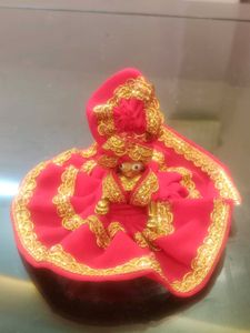 Beautiful Red &amp; Gold dress for krishna ji