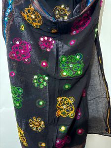 Embroidered Black Dupatta