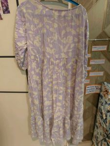 Purple Floral Print Midi Dress