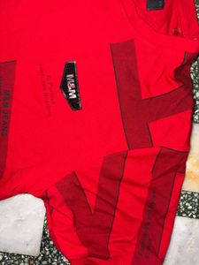 Men's Red Graphic Print T-Shirt