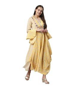 Yellow Printed Kurta