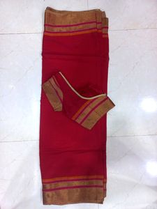 pure cotton red saree