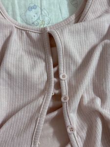 Cute Pink Ribbed Crop Top
