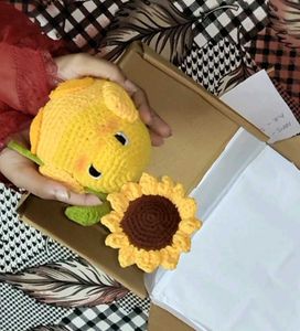 Handmade Crochet Chick with Sunflower