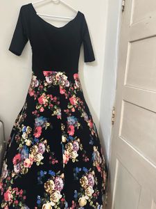 Floral Print Black Dress