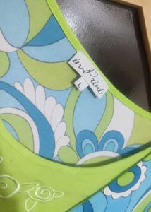 Green &amp; Blue Printed Top For Woman 46 Bust