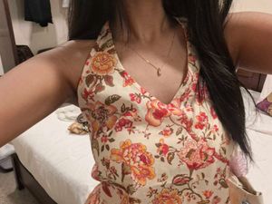 Floral Halter Neck Backless Kurti Dress