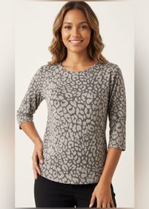 Leopard Print 3/4 Sleeve Top
