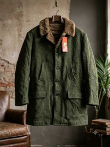 Women's Green Wool Fur Collar Coat (Size-L)