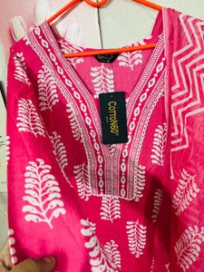 cotton Pink  Print Kurta Set fixed price unused