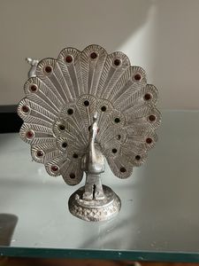 Decorative Silver Peacock Showpiece
