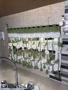 Crocheted Floral Curtain Valance