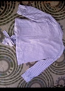 White Black Tye Up Shirt