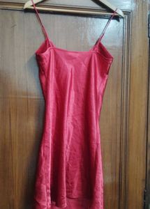 red Satin Slip Dress
