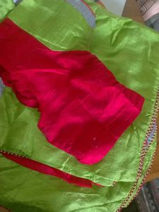 Vibrant Silk Saree with Contrasting Blouse