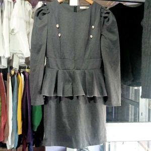 Gray Peplum Bodycon Dress