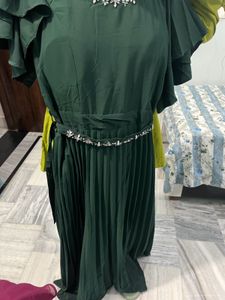 Emerald Green Pleated Maxi Dress