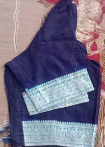 Beautiful Blue Saree with Silver thread Work