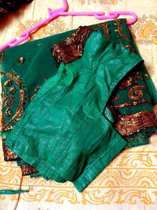 Stunning Emerald Green Sequined Saree