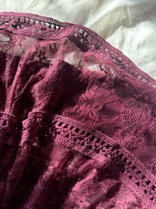 Burgundy Lace Tiered Mini Dress