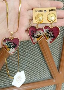 Customized Name Heart Pendant &amp; Earring Set